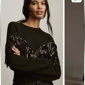 Anthropologie Pullover Sweater with Sequin Fringe. Size L